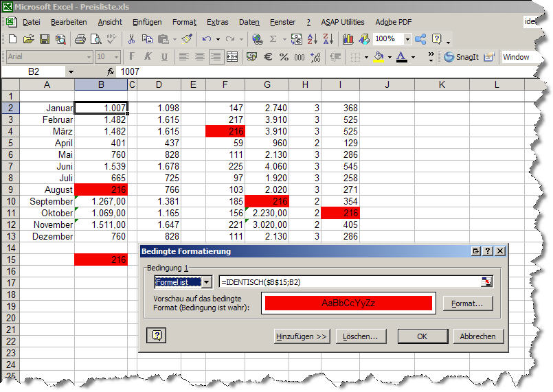 Excel-Werte im Blick
